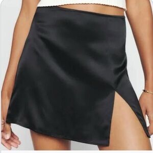 NWT reformation black silk mini skirt